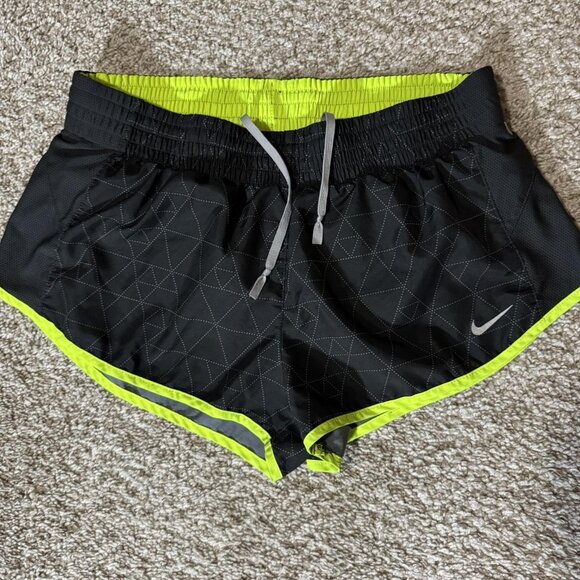 Nike Shorts Womens Medium Black Volt Dri-FIT Tempo Running Lined Reflective - Picture 1 of 9